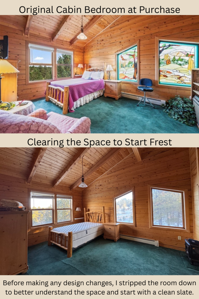 Cabin Bedroom Makeover: Outdated to Cozy Modern Rustic 1 first photo at purchase