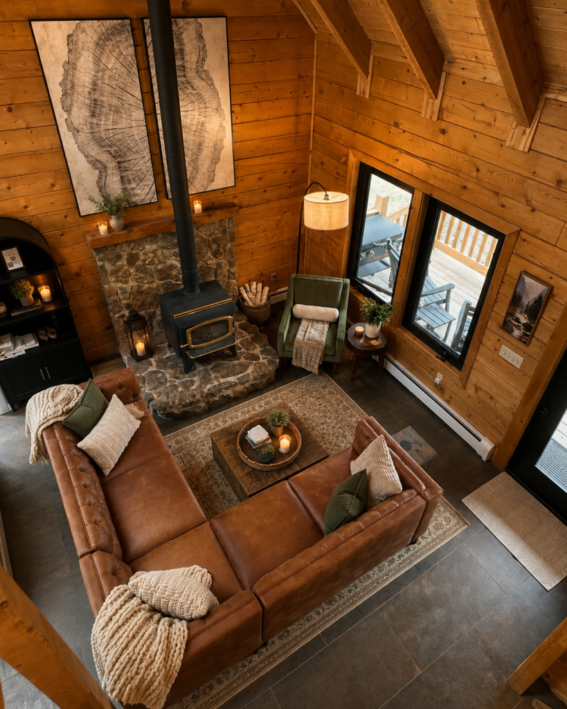 27 Rustic Modern Living Room Ideas to Create a Cozy Cabin You'll Never Want to Leave rustic modern living room ideas with leather sectional sofa